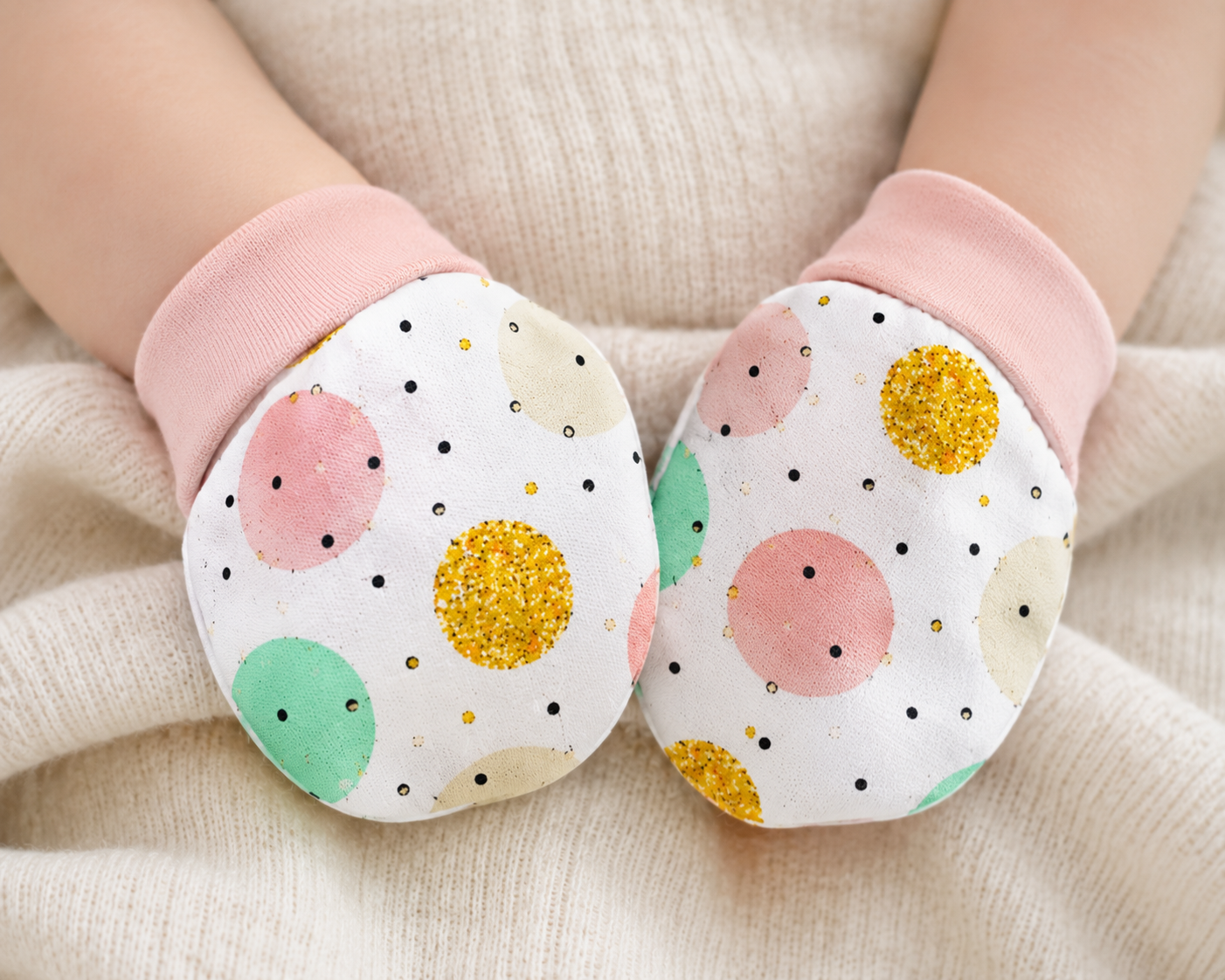 Pastel Dots Scratch Mittens